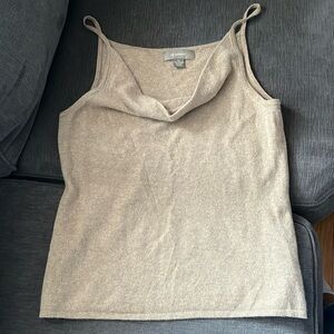 PLY CASHMERE oatmeal cowl neck camisole XL